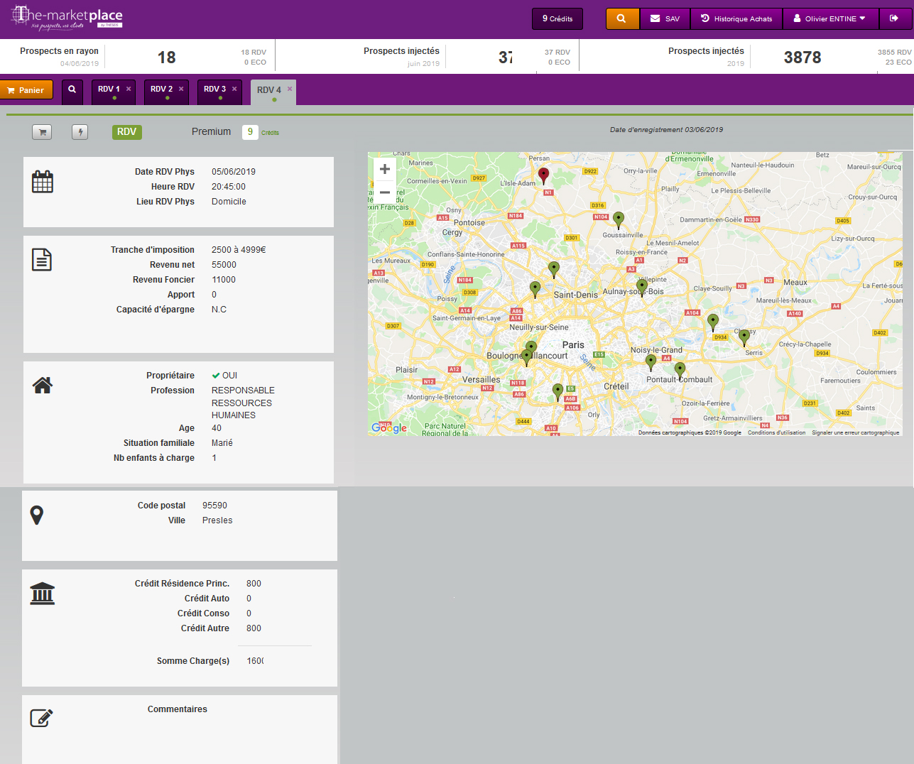 Previsualisation de la fiche prospect